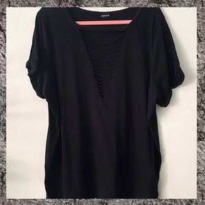 Torrid Slashed v-neck black Tee